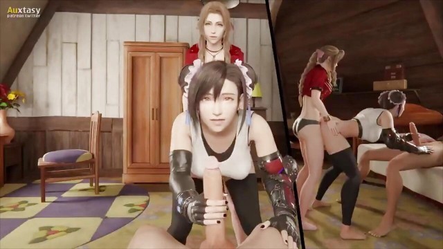 Tifa X Aerith Threesome Tifa Fucked By Strap On While Jacking You Off